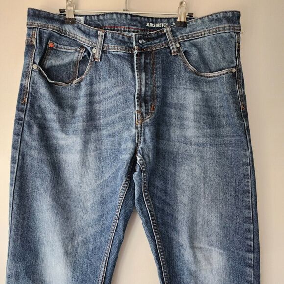Men's Slim Stretch Jeans | 36 x 32 | Medium Wash Denim | MBX Straight Leg - Picture 3 of 12